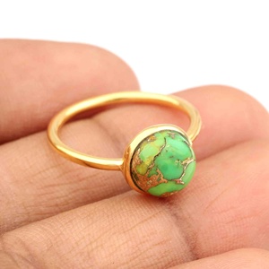 Anillo de plata de ley fina 925, turquesa verde Natural piedra preciosa, Diamante de buena calidad, joyería Eternity Vermeil para mujeres y niñas - Product Image 3