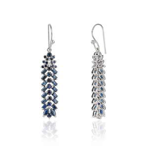 Boucles d'oreilles pendantes en argent sterling 925 de haute qualité, faites à la main, 100 % authentiques, avec pierre précieuse saphir bleu pour femmes - Product Image 5