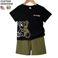 Ensemble de vêtements de sport pour garçons personnalisé, tenue décontractée athlétique 2 pièces, 100% coton, imprimé animal, support OEM/ODM, vente en gros