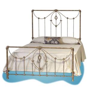 Cadre de lit en laiton de luxe avec finition polie haut de gamme, structure métallique robuste, structure décorative et esthétique royale pour chambre à coucher. - Product Image 1