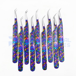 Pince à épiler RMI en acier inoxydable à pointe en fibre, 45 degrés, à pointe dentelée, pour cils et sourcils, option logo personnalisé, vente en gros - Product Image 6