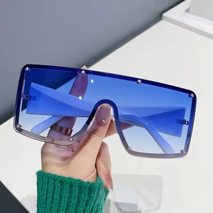 <b>Large</b> <b>Frame</b> Metal UV400 Sunglasses Blue Purple Fashion Unisex Luxury PC Lenses - Product Image 3