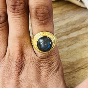 Latest Fashionable Labradorite Brass <b>Ring</b> 18k Gold Plated Vintage Chunky <b>Ring</b> Wholesale <b>Ring</b> For Women Solitaire <b>Statement</b> <b>Ring</b> - Product Image 4