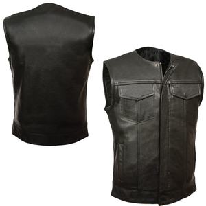 Customizable <b>Men's</b> Genuine Cowhide <b>Leather</b> Motorcycle <b>Vest</b> Waterproof Winter Motorbike Waistcoat Promotional Biker Breathable - Product Image 1