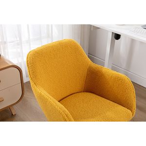 Silla Moderna para Oficina en Casa con Altura Ajustable, Giratoria 360°, Material de Tela Tipo Peluche, Patas de Metal Dorado, Ruedas Universales - Product Image 5