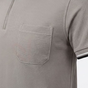 <b>Men's</b> Gray Short Sleeve <b>Polo</b> <b>Shirt</b> <b>With</b> <b>Pocket</b> Knitted Casual Solid Design Regular Fit - Product Image 5