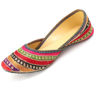 Chaussures plates pour femmes brodées à la main, imprimées, style Khussa Juti Jutti Mojari Punjabi Indien, chaussures ethniques pour femmes Khussa - Product Image 2