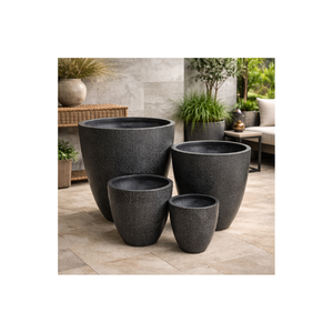 Jardinières coniques contemporaines blanches prêtes à être expédiées pour la maison, le patio et le jardin. Bon prix. Pots en fibre de verre. - Product Image 1