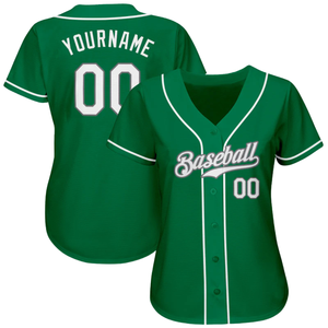 Maillot de baseball vert, blanc et gris pour homme, à boutons, pour équipe, performance sportive, entraînement et uniforme de match - Product Image 1
