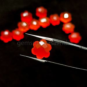 ลูกปัดคาร์เนเลียนรูปดอกไม้ทรงบริโอเล็ต ลูกปัดคริสตัลคาร์เนเลียนธรรมชาติรูปดอกไม้ ลูกปัดพลอยทำมือสำหรับทำเครื่องประดับ - Product Image 4