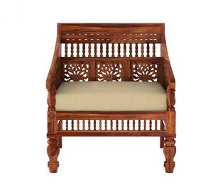 Solid Sheesham Wood 5 Seater <b>Sofa</b> Set Handcrafted Carved Design <b>Foam</b> Fabric Covered Traditional Design for Villa Hotel Use - Product Image 3