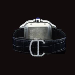 Top Rating <b>Square</b> Case Only Bezel Moissanite Diamond Black Leather Band Roman Numerals Fashion <b>Man's</b> Half Iced out Jewelry - Product Image 4