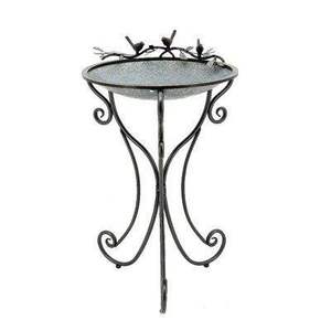Bain d'oiseaux décoratif mural en métal avec motif en spirale, décoration de jardin extérieur - Product Image 1