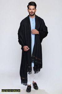 Men's Traditional Wool Black <b>Shawl</b> For Winter Casual Wear India Pakistan Style Salwar Kameez With <b>Shawl</b> Set - Product Image 3