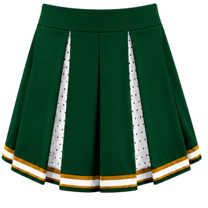 Jupe plissée de cheerleading pour femme, vert forêt et or blanc, taille haute, pour performance sportive, danse et uniforme de cheerleading - Product Image 2