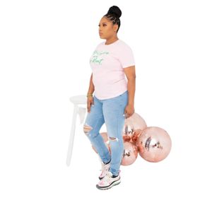 Camiseta Gráfica Blanca y Rosa para Mujer, Manga Corta, Cuello Redondo, Informal, a la Moda, con Diseño Estampado, Cómoda, para Uso Diario, Verano - Product Image 3