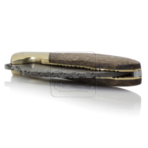 Wholesale Damascus Steel Handmade Folding Pocket Knife DD-FK-847 Exotic Walnut Wood Handle Brass Bolsters Bushcraft EDC Tactical - Product Image 5