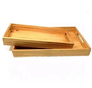 Plateau de service rectangulaire en bois massif, design minimaliste, durable, pour usage polyvalent, plateau de service pour desserts - Product Image 1