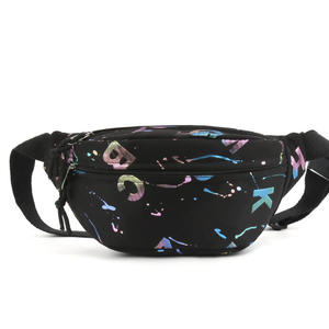 Pink Barrel-Shaped Waist Bag With Geometric Pattern Zipper Closure For Daily Use - Product Image 2