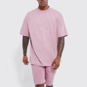 Ensemble de survêtement décontracté pour homme, 2 pièces, t-shirt à manches courtes et short, 100 % coton, coupe oversize, style streetwear - Product Image 2