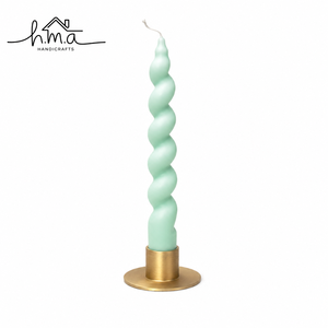 Brass Gold Conical <b>Taper</b> <b>Candle</b> Holder With Round Base Cream Beige Brown Ombre <b>Candle</b> Modern Decorative Decor Accent - Product Image 2