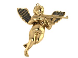 Collar de Lujo con Colgante de Ángel Cupido Chapado en Oro con Diamantes de Laboratorio y Plata 925, Joyería Hip Hop con Logotipo Personalizado, Venta al por Mayor OEM ODM - Product Image 1