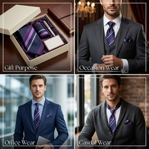 Blue Purple Striped <b>Polyester</b> <b>Tie</b> Combo for Men | Premium Formal Business, Wedding, Party Wear | Stylish Necktie Set India 2026 - Product Image 3