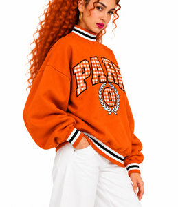 Sweat-shirt oversize à col montant pour femme, marque privée, avec bandes côtelées premium et broderie appliquée, épaules tombantes - Product Image 3