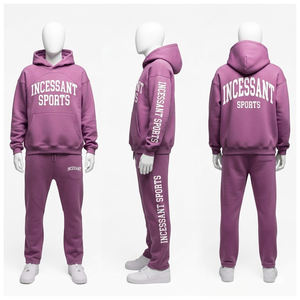 Ensembles pour hommes en coton 100% avec logo personnalisé, ensembles de survêtements brodés pour hommes, ensembles de jogging, ensembles deux pièces, sweat-shirt à fermeture éclair - Product Image 5