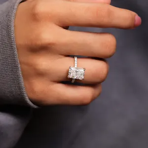VVS-VS Clarity IGI Certified Radiant Cut Lab Grown Diamond Engagement <b>Ring</b> Gold Plated 9kt/14kt/18kt Luxury <b>Indian</b> Supplier - Product Image 1