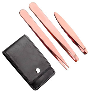 Juego de Pinzas para Cejas de Acero Inoxidable Color Oro Rosa, Punta Puntiaguda, Herramienta de Belleza para Depilación de Precisión con Estuche - Product Image 5