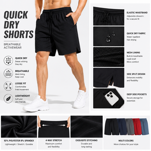 Pantalones Cortos Deportivos Transpirables de Secado Rápido para Hombre, con Bolsillos, Cintura con Cordón, Corte Holgado, Estilo Bermuda, Ropa Deportiva para Correr y Gimnasio - Product Image 2