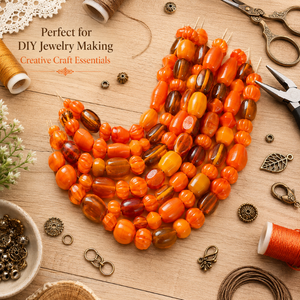 Decorative Orange Plain Glass Loose Beads Mixed Shape and Size Strand for DIY Bracelet Necklace Anklet Earrings and Art <b>Craft</b> - Product Image 6