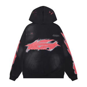 Sweat à capuche streetwear pour homme, 100% coton molletonné 400 g/m², délavé à l'acide, imprimé, avec logo de marque OEM, pour petites commandes, fabrication sur mesure - Product Image 5