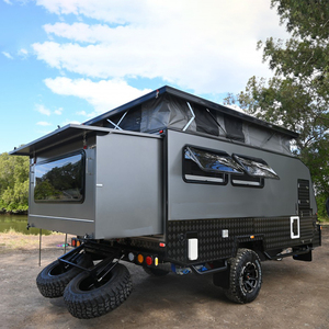 13ft Road 4x4 Lightweight Pop Top Camper Travel Trailer RV with <b>Kitchen</b> Bathroom Sleeping Space for <b>Camping</b> - Product Image 2