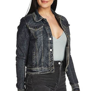 Wholesale Women's Classic Black Denim Jacket <b>Long</b> Sleeve Slim Fit Button Up Casual Outerwear Spring Fall Fashion <b>Coat</b> - Product Image 3