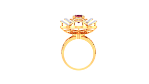 แหวนค็อกเทลรูปดอกไม้ประดับทองคำหรูหราและเพชรสำหรับผู้หญิง ของขวัญเครื่องประดับชั้นดี - Product Image 5