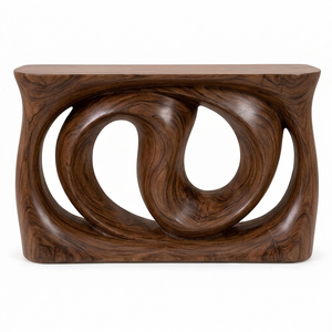 Natural Suar Wood Unique <b>Console</b> <b>Table</b> Twisted Organic Shape High Quality Walnut Finish Modern Leg <b>Entry</b> Hotel Apartment Bedroom - Product Image 3