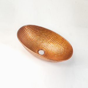 Hammered Copper Vessel Sink Oval <b>Bathroom</b> <b>Vanity</b> Sink Handmade Metal Bowl Vessel Basin <b>Rustic</b> Luxury Copper Wash Basin - Product Image 6