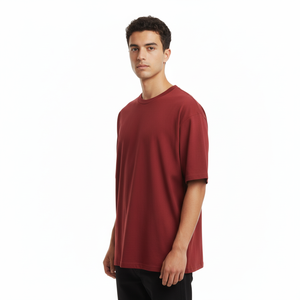 เสื้อยืดโอเวอร์ไซส์ทรงหลวมพิมพ์ลายคุณภาพสูงสำหรับผู้ชาย ผ้าคอตตอน 100% หนานุ่ม สไตล์สตรีทแวร์ สีพื้น - Product Image 1