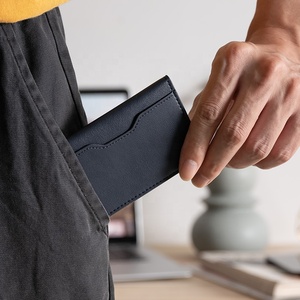 TVW103 ODM/OEM Men's Pocket Money Cover Ultra Thin Bifold Leather Credit Business ID Wallet Luxury <b>Card</b> <b>Holder</b> - Product Image 6