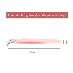 Pinzas para Pestañas DENTRIC IMPLANTS FY-4621 de Acero Inoxidable Rosa con Punta Curva y Agarre Suave para Cejas - Product Image 6