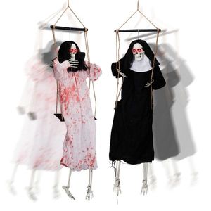 Confezione da 2 Decorazioni di Halloween per Esterni, Grim Reaper Spaventoso da 90 cm che si agita con Occhi Luminosi, Decorazioni Horror Scream Fantasmi Appesi - Product Image 2
