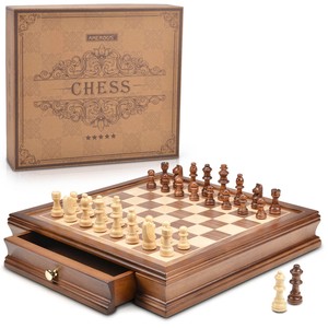 Handcrafted Acacia <b>Wood</b> Chess Set <b>Rustic</b> Brown Wholesale | Moradabad - Product Image 6
