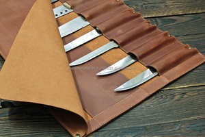 Étui de protection pour couteaux de chef en cuir véritable, résistant, anti-odeur, organiseur d'outils culinaires professionnels - Product Image 5
