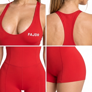 Combinaison Courte Femme Sans Manches Col Rond Dos Nageur Unie pour Gym et Fitness – Tenue d'Entraînement Une Pièce pour Femmes - Product Image 6