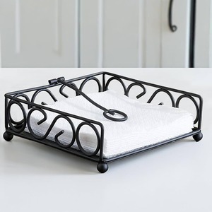 Black Classic Eco-Friendly Metal <b>Square</b> Napkin Holder Ring Stand Tissue Rack for <b>Kitchen</b> Dining <b>Table</b> - Product Image 1
