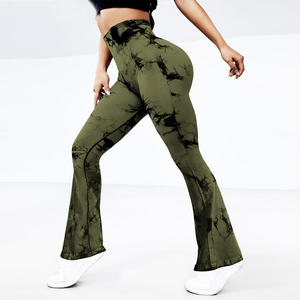 NEW Women Nude <b>Flared</b> Pants With Pockets <b>Gym</b> Fitness Yoga <b>Legging</b> Push up Mujer Workout Clothes Sportswear Scrunch Butt Tights - Product Image 1