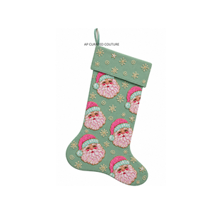 Calcetín Navideño Bordado a Mano con Texto Festivo, Diseño Navideño, Decoración para Árbol de Navidad, Adorno Navideño Personalizado con Cuentas - Product Image 6