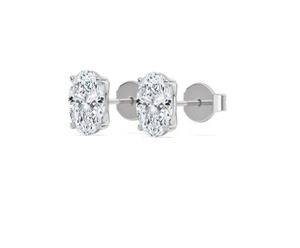 Clásicos Pendientes Solitarios de Lujo con Diamante Cultivado en Laboratorio de Corte Ovalado de 4.00 CTW en Oro Rosa de 14K - Product Image 4